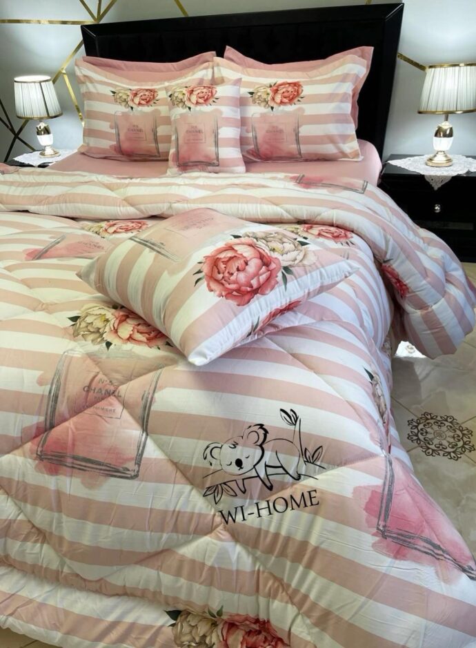 Couette chanel rose 6 pieces