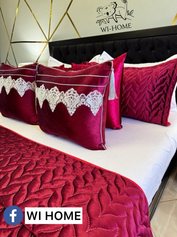 ⁦Couvre au lit kadhifa rouge 10 pieces⁩ - الصورة ⁦3⁩