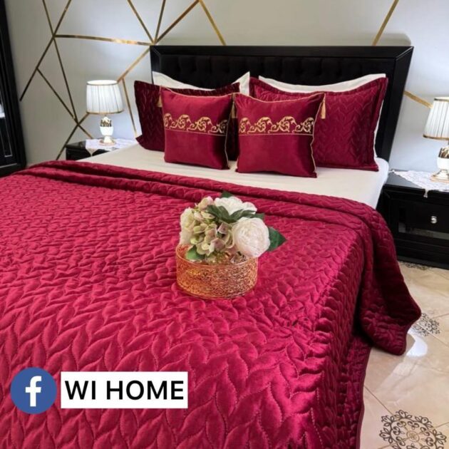 Couvre au lit kadhifa 8 pieces rouge