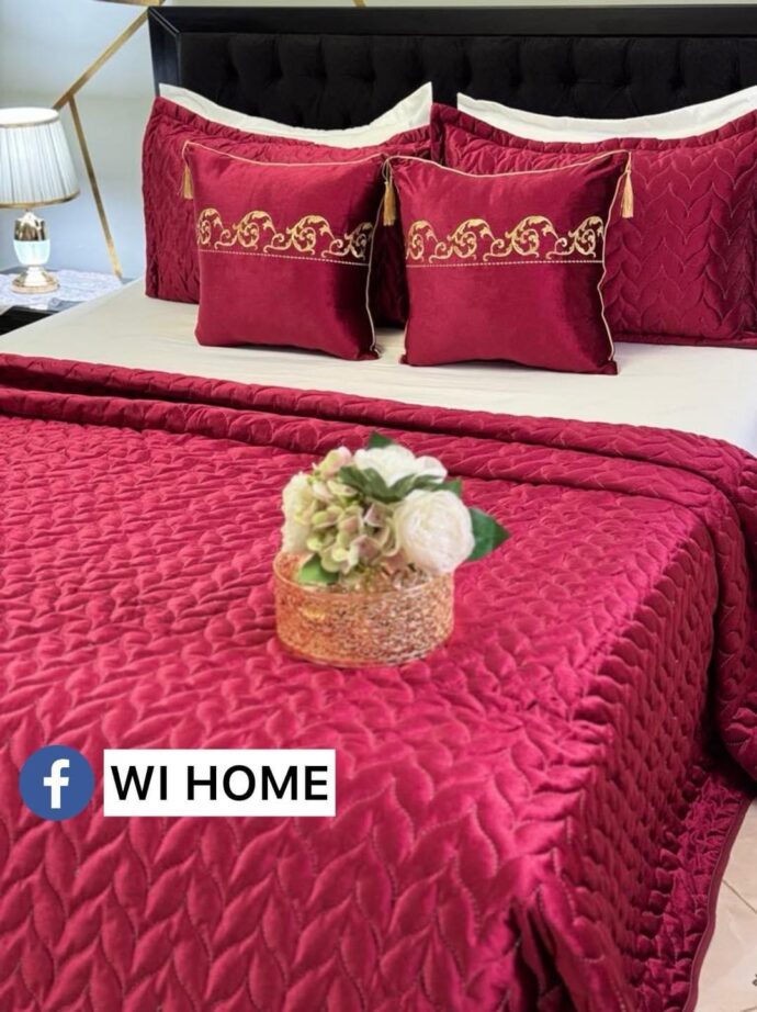 ⁦Couvre au lit kadhifa 8 pieces rouge⁩ - الصورة ⁦2⁩