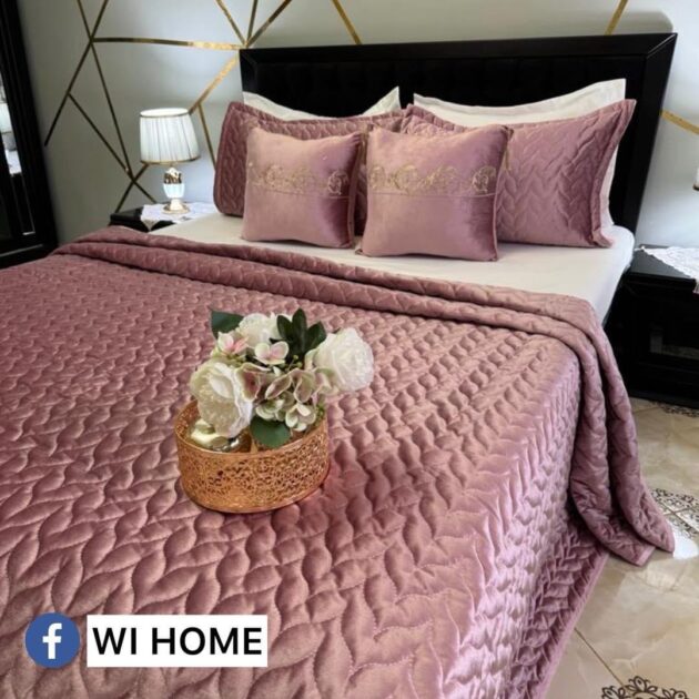 Couvre au lit kadhifa 8 pieces rose