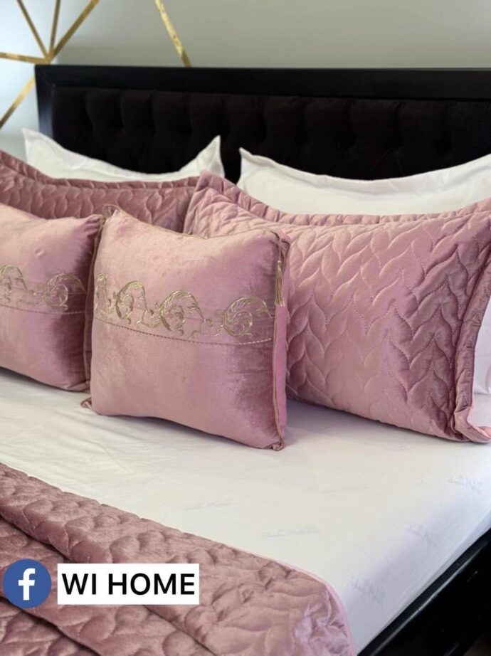 ⁦Couvre au lit kadhifa 8 pieces rose⁩ - الصورة ⁦2⁩
