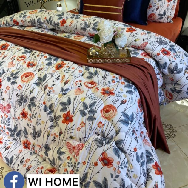 Couette fleur brique