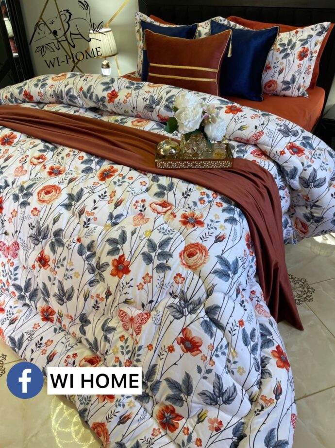 Couette fleur brique