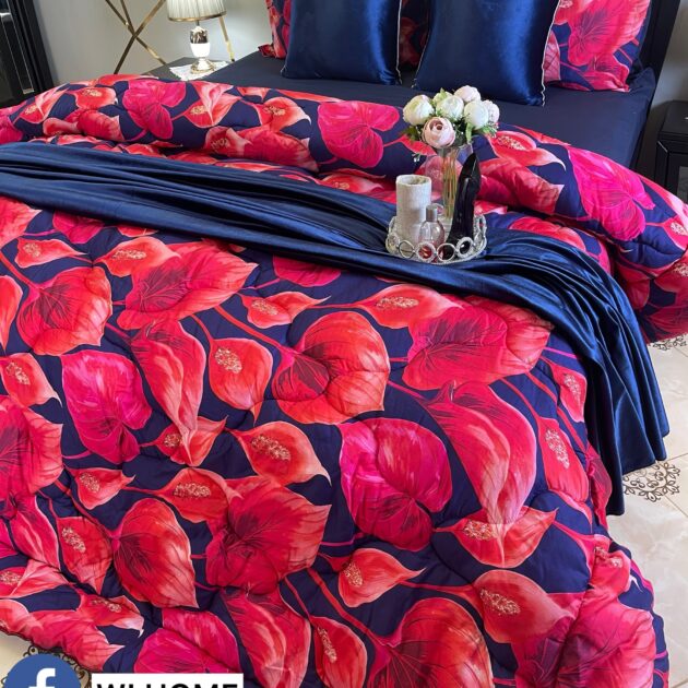 Couette petale rouge 2 place