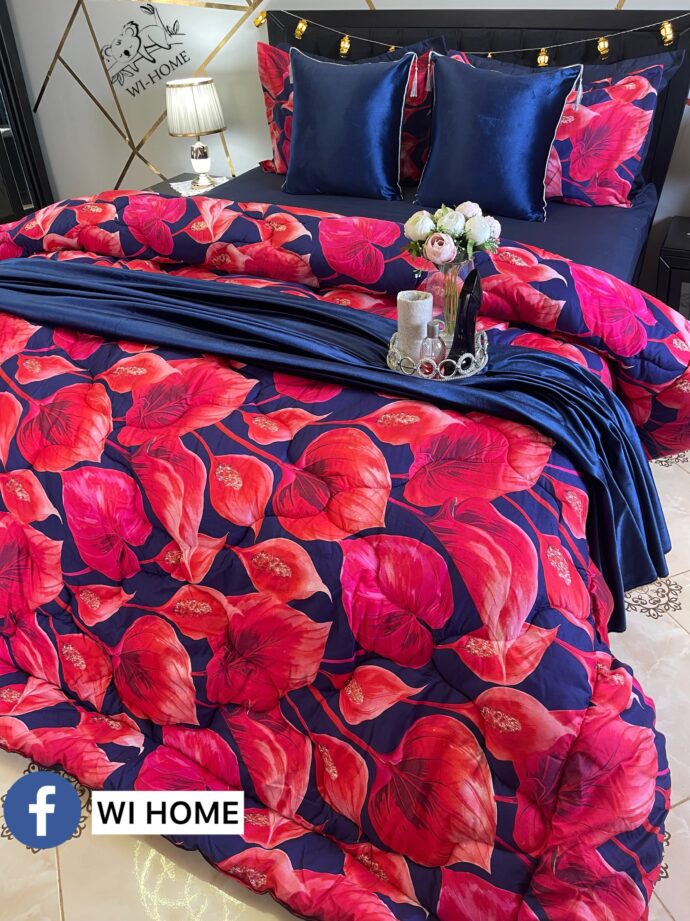 Couette petale rouge 2 place