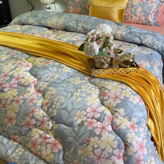 Couette fleur jaune 6 pieces