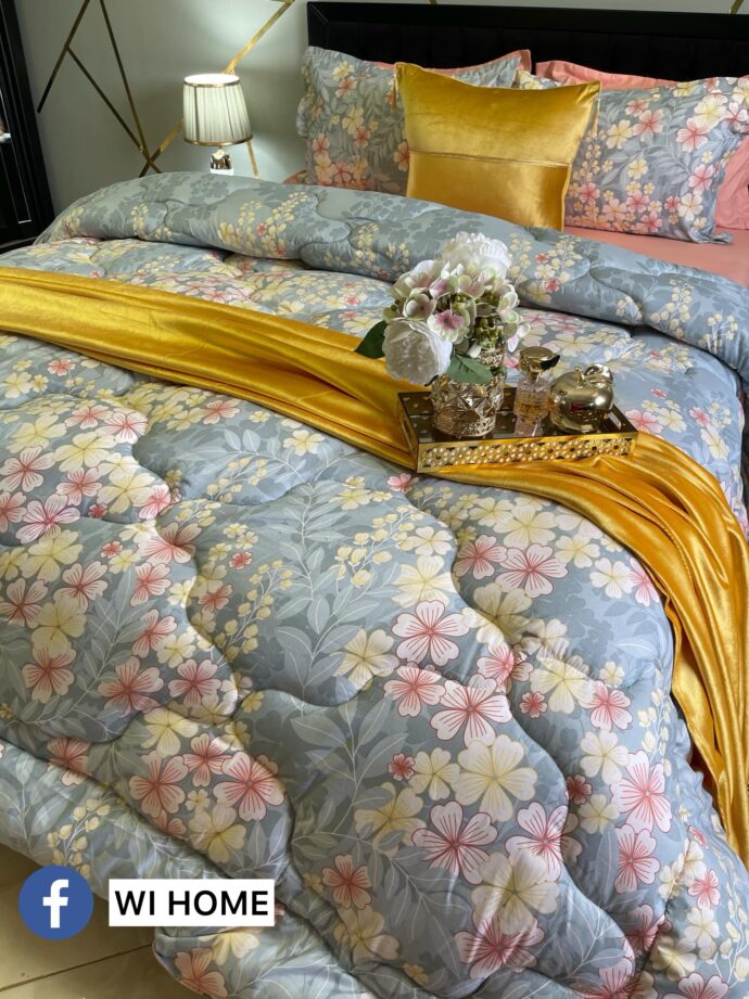 Couette fleur jaune 6 pieces